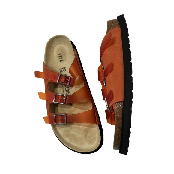 Birkenstock 1774 Florida PVC Slides in VIbrant Orange - Picture 1 of 8
